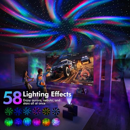 Image of Rossetta Dual Lens Galaxy Projector, Star Projector for Bedroom with 58 Light Effects, Night Light Projector with White Noise & Bluetooth Speaker, Remote Timer, Room Decor Gift for Kids Adults Teens