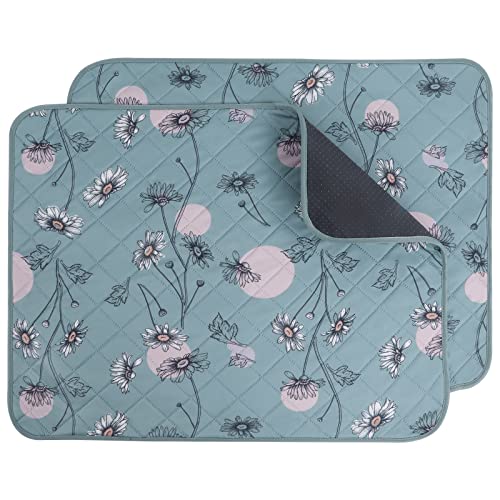 IEUUMLER 2PCS Empapadores para Perros Reutilizables, Lavables Alfombra Perros Pipi, Almohadillas de Entrenamiento Absorbente rápido para Perro/Cachorros FC013 (60*45cm-2pcs, Margarita Verde)