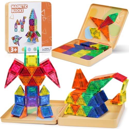 Lozzzyo Bloques De Construcción Magnéticos Para Niños, 60 Piezas De Bloques De Construcción Magnéticos, Juguetes A Partir De 3-12 Años, Jue Lozzzyo Bloques De Construcción Magnéticos Para Niños, 60 Piezas De Bloques De Construcción Magnéticos, Juguetes A Partir De 3-12 Años, Jue