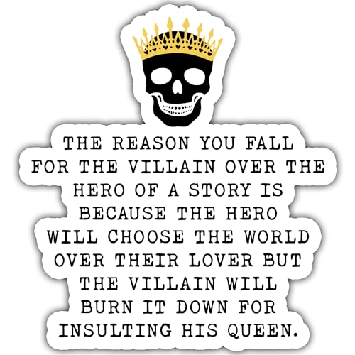3PCS The Villain Quote Funny Sticker - Waterproof Vinyl Decal for Book Lovers, Readers, Laptop, Kindle, Water Bottle, Hard Hat, Helmet, 3in