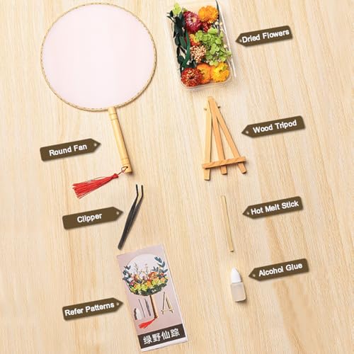 Kit Abanico Redondo con Flores Secas para Mesa DIY miniatura 5
