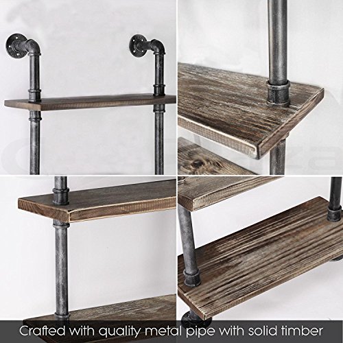 【SALE】wood iron shelf 690*600*225 Iron And Wood Shelf - Nadeau Miami