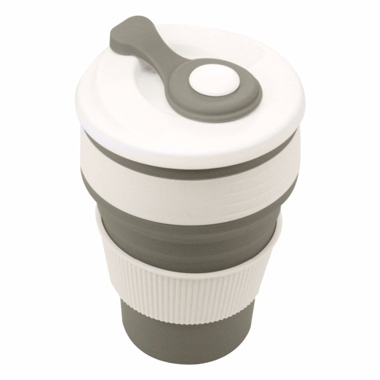 Reise-Kaffeetasse, Kaffeetassen, zusammenklappbare Silikontasse, Faltbare Wassertassen, kostenlose Trinkgeschirr-Tasse in Lebensmittelqualität (Beige)