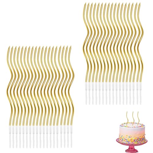 36 PCS Gold Birthday Candles, Gold Candles Birthday Candles for Cakes Sparklers Metallic Spiral Birthday Candle with Holders for Cakes Decoration, Party Anniversary Decoration