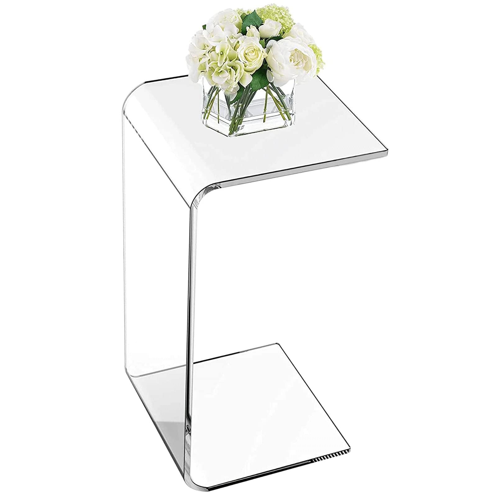 VLUOO Acrylic C Table,Multipurpose Clear Side Table Laptop End Table,Acrylic C Shape Side Table for Bedroom,Living Room and Patio|11.8 * 11.8 * 25.6IN