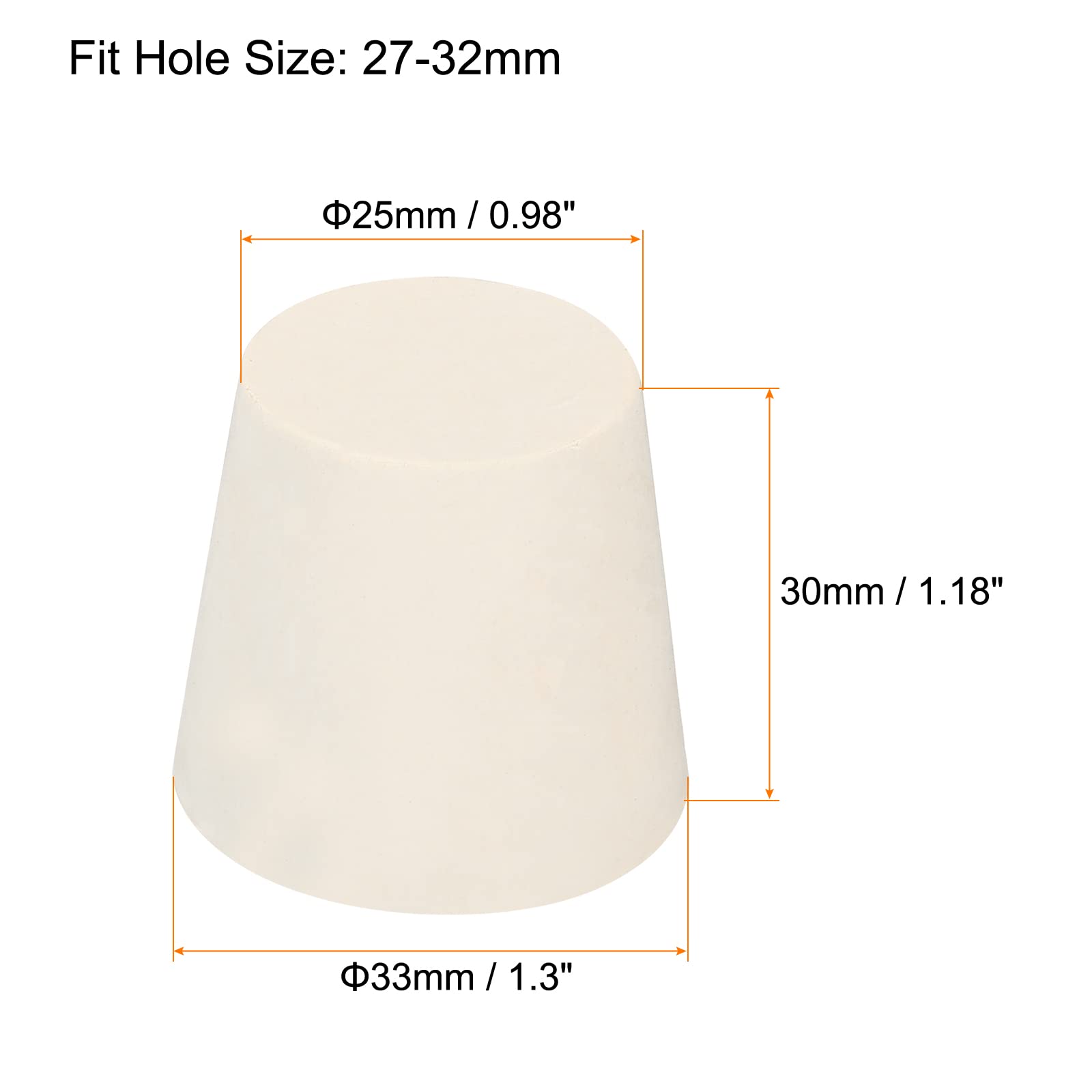 Rubber Tapered Plug 51mm To 62mm Solid Test Tubes Bungs Stopper White 2