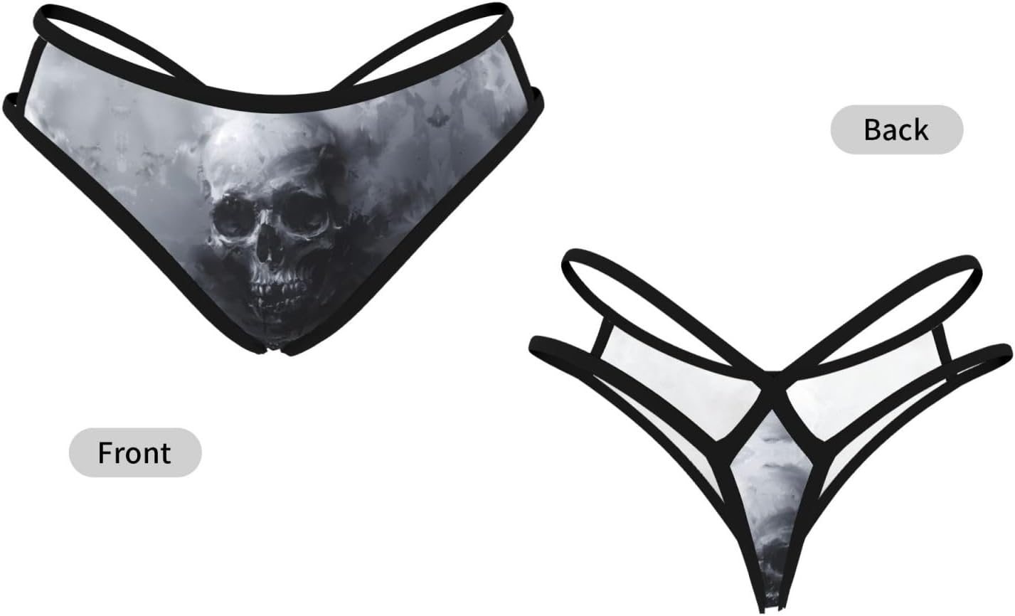 Horror Ghost Skull Print Sexy Underwear G String Thongs For Women Low Rise No Show Workout Panties For Sports And Yoga