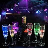 HoomDirect 6 Light Up Wine Glasses, Wedding Flute's Light Up Flashing Cups LED Liquid Activated for Bar Night Club Party Drink Christmas Wedding Party Decoration (6 Pack)