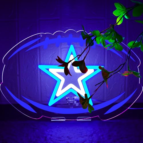 Image of OIZEGO Rugby Star Neon Signs for Wall Decor Neon Lights for Bedroom Led Signs Suitable for Dormitory Man Cave Christmas Gift