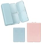 FYY 2 Pcs Daily Pill Organizer, 7 Compartments Portable Pill Case Travel Pill Organizer,[Folding Design] Pill Box for Purse Pocket to Hold Vitamins,Cod Liver Oil,Supplements and Medication-Navy+Pink