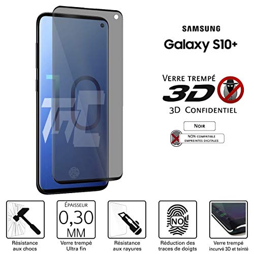 Verre trempé anti-espion pour Galaxy S10+ idéal dans les transports