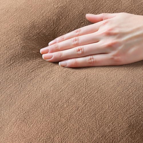 Image of MIULEE Linen Fringe Decorative Fall Euro Throw Pillow Covers Brown 24x24