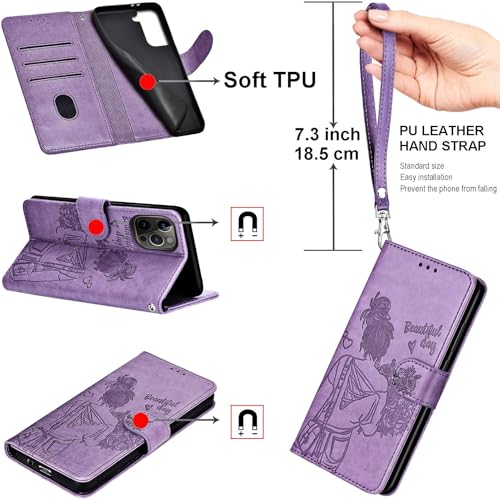 Housse antichoc iPhone 17 cuir violet contre chutes avec support - 3