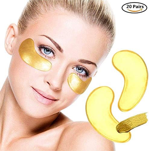 [20 Pairs] Under Eye Mask Premium Gold Collagen Eye Patch Anti Aging Moisturizer for Puffy Eyes Dark Circles Wrinkles Eye Bag Removal Skin Care