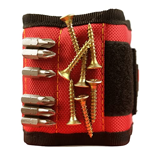 MagWrist Red Magnetic Wristband for Screws Nails, Drill Bits - Ideal for Carpentry DIY, Electrician, Mechanic Work Gadget - Image 2