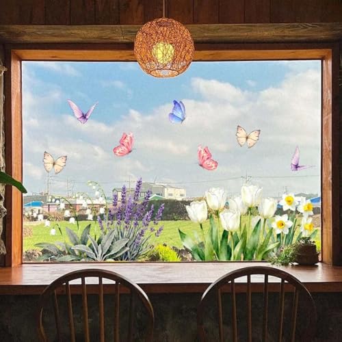 Calcomanías estáticas de PVC para ventanas y ventanas de cristal, diseño moderno de doble cara (A)