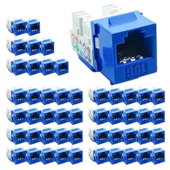 Beszin Cat.6A 10G RJ45 Keystone Jack Blue (50-Pack)