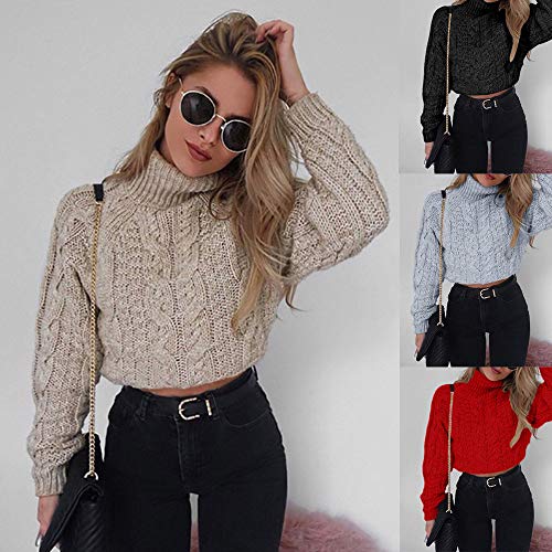 Hemlock Women Winter Knitted Sweater Turtleneck Cropped Sweater Coat High Collar Outerwear Pullovers Red