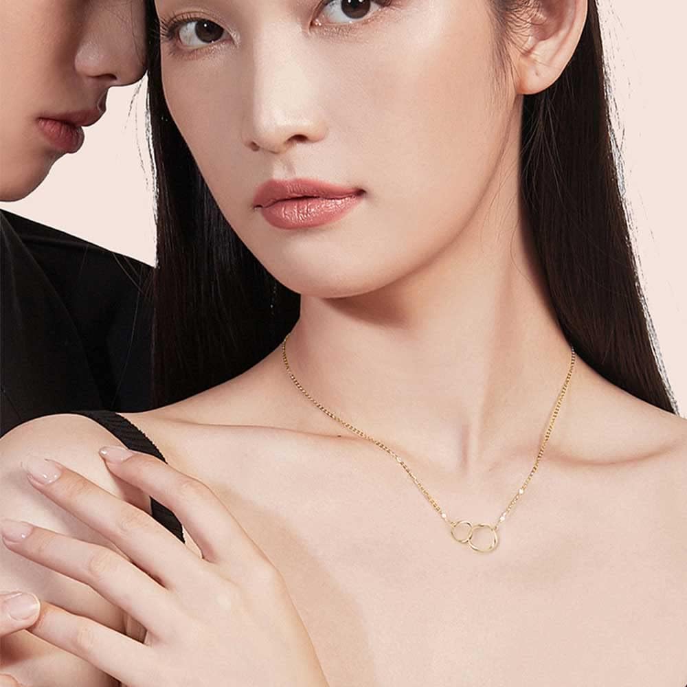[FANCIME] 18K ゴールド ネックレス ブレスレット レディース ダブルループ サークル 揺れる アクセサリー クリスマス ホワイトデー お返し 誕生日 記念日 プレゼント ギフトラッピング付き
