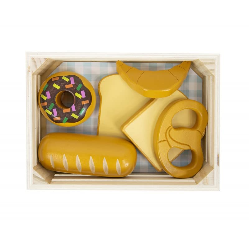 Kinderküche Zubehör Holz Korb mit Brot 12,5 x 17 x 5 cm - Zubehör Kinderküche Küchenzubehör Kinder - Spielküche Zubehör…