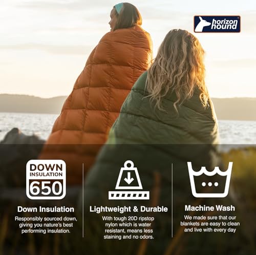 Image of Horizon Hound Puffy Down Camping Blanket - Outdoor Travel Quilt, Spruce Green | Insulated, Lightweight & Warm Gear for Sleep, Camping, Stadium, Hiking & Festivals | Water Resistant, Packable & Compact