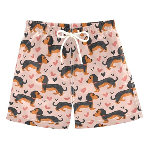 senya Dachshund Dogs and Hearts 1 Boys Swim Trunks Toddler Shorts Swimwear Boardshorts