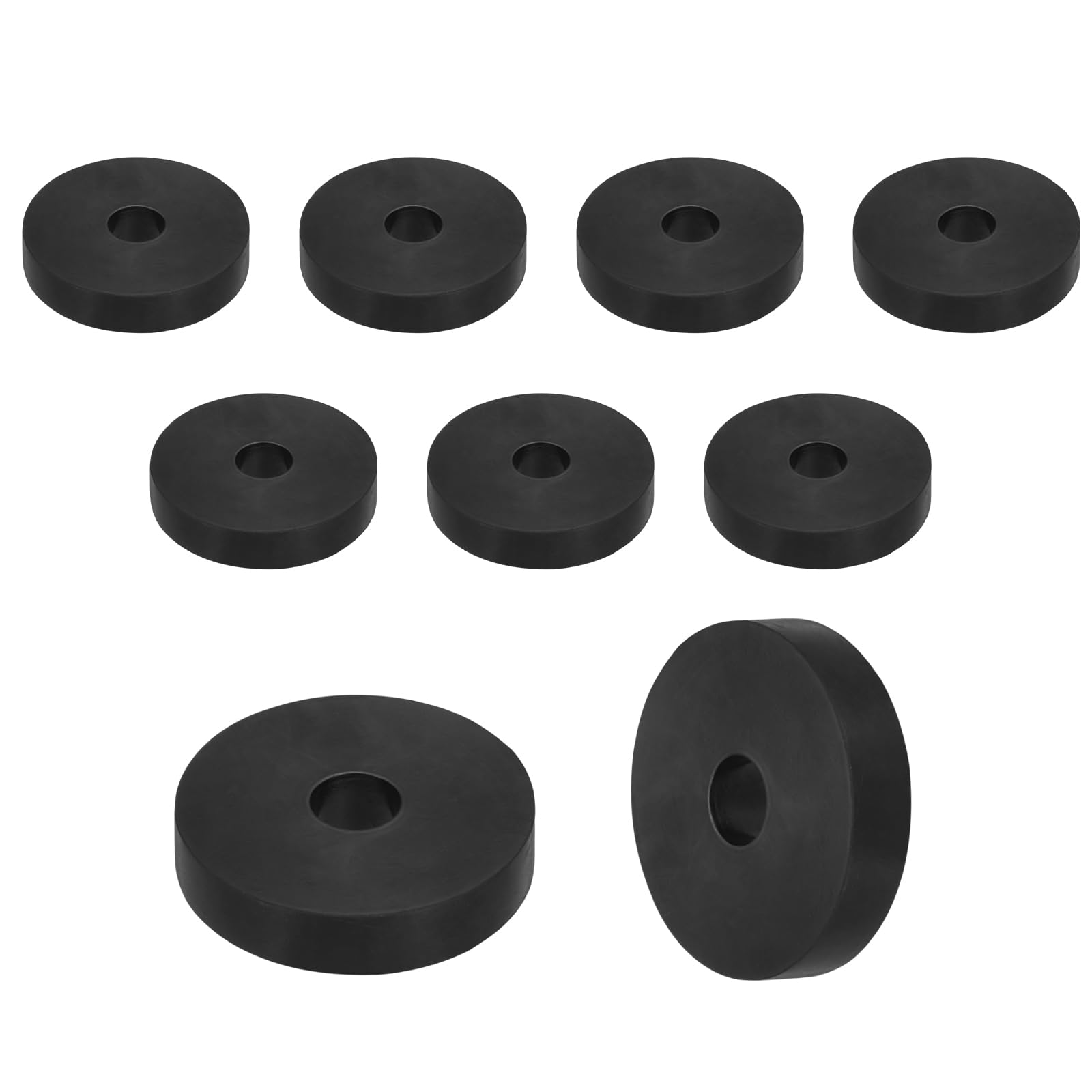 sourcing map 5Pcs Rubber Spacers, 50mm OD, 10mm ID, 40mm Thick Black Round Anti Vibration Rubber Pads Isolation Bushings Washer for Home Cars Boat(1.97" OD x 0.39" ID x 1.57" Thick)
