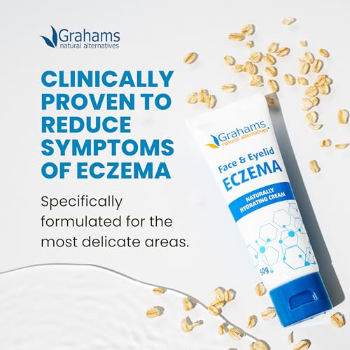 Image of Grahams Natural Face & Eyelid Eczema Cream - Treatment for Eczema, Dermatitis, Itch Relief, Redness, Inflammation & Very Dry Skin - with Colloidal Oatmeal - Hypoallergenic & Steroid-Free (1 x 50g)