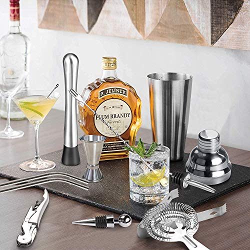 FYLINA Cocktail Shaker 14-Piece, Cocktail Shaker Bar Set 750ml, Shaker Cocktail Kit with Mixing Spoon, Muddler, Bottle Stoppers, Liquor Pourers, Strainer, Cocktail Recipe Guide, etc. Gift for Men and Women FYLINA Cocktail Shaker 14-Piece, Cocktail Shaker Bar Set 750ml, Shaker Cocktail Kit with Mixing Spoon, Muddler, Bottle Stoppers, Liquor Pourers, Strainer, Cocktail Recipe Guide, etc. Gift for Men and Women