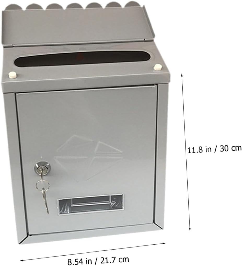 Vintage Locking Wall-Mount Mailbox Tinplate Letter Box with Key Lock for Outdoor Home Office Porch Weather-Resistant Retro Suggestion and Newspaper Storage Box