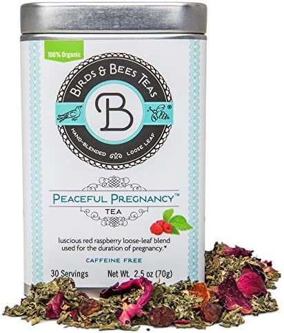 Birds & Bees Teas - Peaceful Pregnancy Tea, Red Raspberry Leaf Tea that is a Nourishing and Safe Prenatal Tea for your First Trimester Through Third Trimester - 30 Servings, 2.5 oz