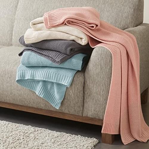 Image of INK+IVY Bree Knit Throw Blanket for Bed, Sofa, and Couch, Lightweight, Breathable, Soft & Cozy Summer Blanket, Throw (50 in x 60 in), Charcoal