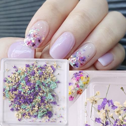 3D Dried Flowers for Nails, Spring Flower Nail Art Stickers