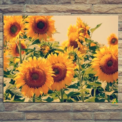 Tableau moderne tournesol : la solution déco murale pour vos murs vides