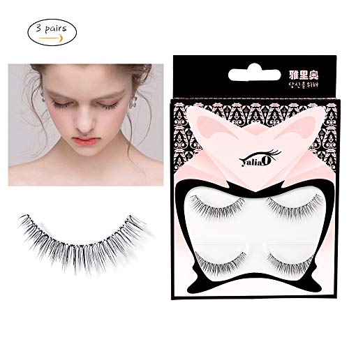 YALIAO False Eyelashes 3 Pairs Natural Thick Lash Pure Hand-made Fake Eyelashes Reusable TS03