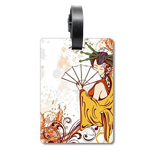 Japan Fan étiquette d'identification décorée main motif feuilles, cadeau idéal
