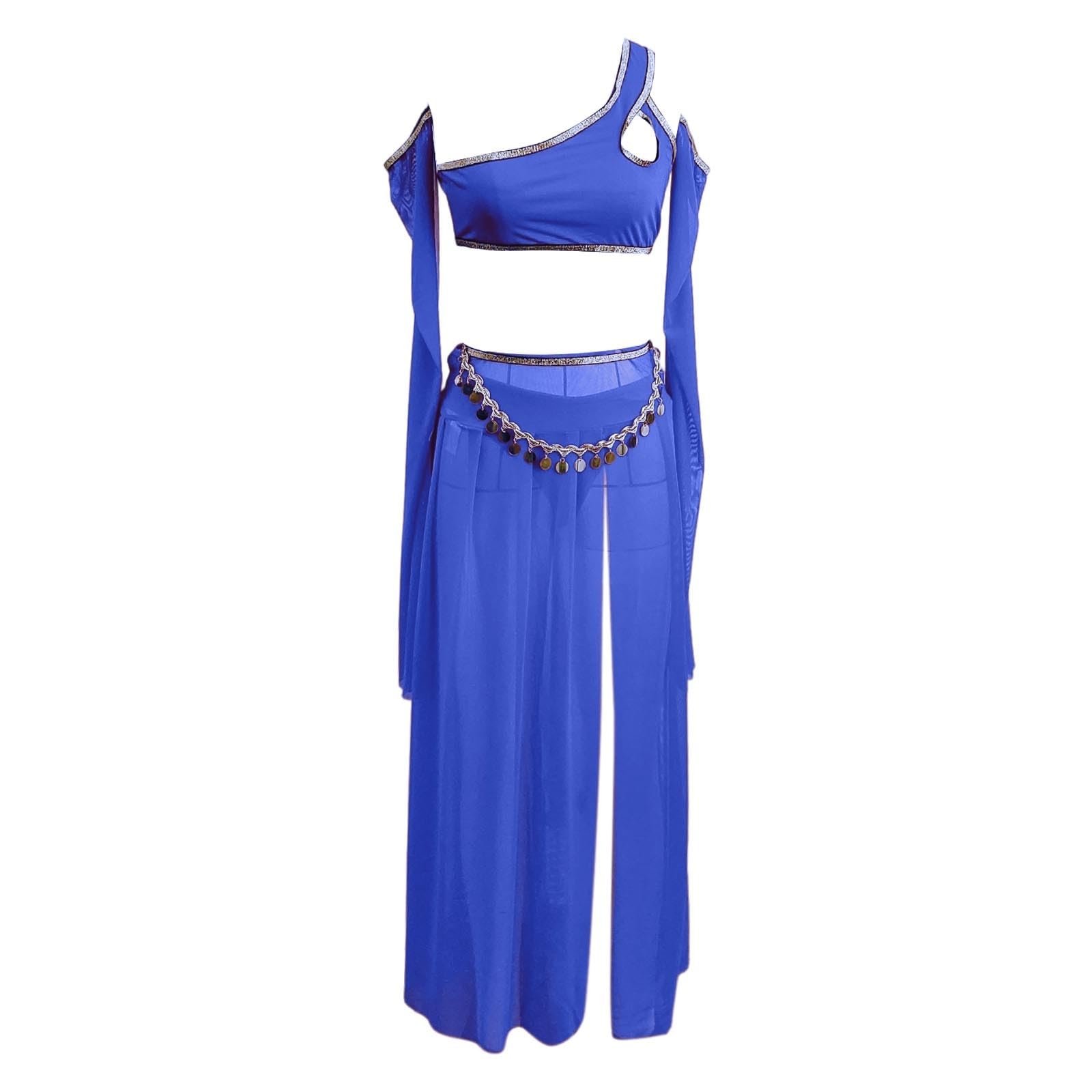 Générique Costume de Danse Orientale 4 pièces pour Femme, Tenue Exotique de Danseuse Orientale, Haut de Danse, Costume de Festival S-XXL