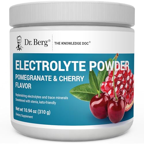 Image of Dr. Berg Zero Sugar Hydration Keto Electrolyte Powder - Enhanced w / 1000 mg of Potassium & Real Pink Himalayan Salt (NOT Table Salt) - Pomegranate and Cherry Hydration Drink Supplement - 50 Servings