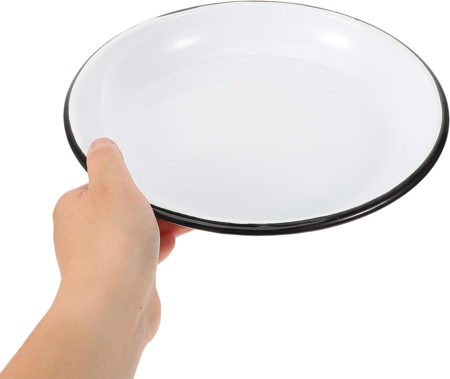 BETOOKY Retro Style Enamel Fruit Plate 24cm Vintage Solid Color Enamelware Serving Tray Practical Kitchen Dining Dish for Home and Restaurant