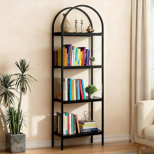 Estantería moderna de 183 cm con acabados premium de madera y perfiles metálicos 6