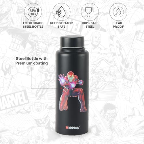 Image of CELLO Kidzbee Vortex Single Wall Steel Water Bottle For Kids 700 ml | 3D Touch & Feel Iron Man Design Fridge Safe Spill Proof & Leak Proof Stainless Steel Water Bottle For School Kids, Travel & Picnic