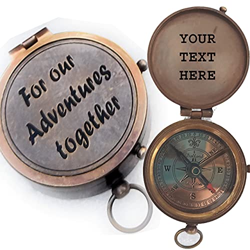 Brújula grabada personalizada de latón 2 pulgadas miniatura 1