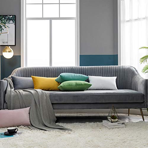 Image of JUSPURBET 16x24 Decorative Velvet Throw Pillow Covers Cases Set of 2,White | Modern Soft Cushion Covers with Hidden Zipper for Couch Sofa Bed Living Room Bedroom Home Decor