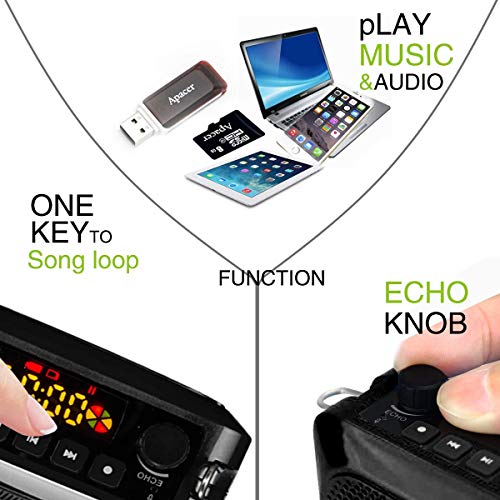 Bluetooth Voice Amplifier With Microphone Wireless Headset, 25W Loudly Personal Handsfree Portable Microphone With Speaker, Echo Amp Small Voice Amplifier For Teachers Classroom Coaches Ect #TOP3