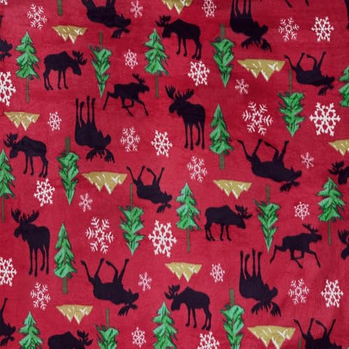Pico Textiles 5 Yard Bolt - Moose Lodge Fleece Fabric - Sold by The Yard & Bolt - Print Fleece Fabric - Ideal for Sewing Projects, Scarves, No Sew Fleece Throws and Tie Blankets