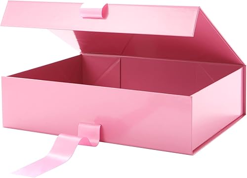 Miniatura 2 de GREEN BEAN Caja de regalo grande con tapa para regalos de 13 x 9.7 x 3.4 pulgadas, magnética rosa con cinta, caja de regalo de lujo, caja de
