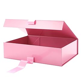 GREEN BEAN 6 Large Gift Boxes with Lids for Present 13x9.7x3.4 Inches, Pink Magnetic Gift Box with Ribbon, Bridesmaid Proposal Boxes, Luxury Gift Boxes (Glossy Pink)