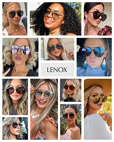 DIFF Lenox Polarized Designer Oversized Aviator Sunglasses for Women UV400 Protection, Gold Stainless Steel Frames4