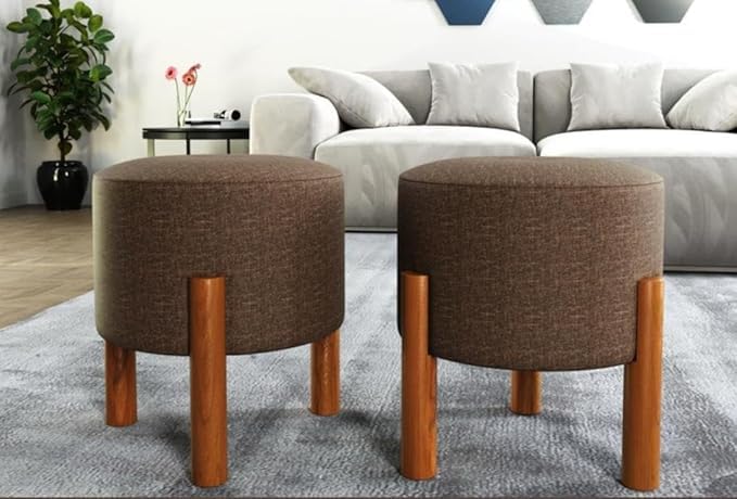 Melhor Puff/Puffes Gigantes: Os Top 10 Melhores em 2025 9 PC Móveis – Kit 2 Puff Redondo Luxo Decorativo em Linho ou Suede – Sala, Quarto e Escritório (Linho, Marrom)