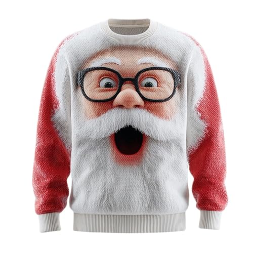 Feo Jersey de Navidad para hombre con impresión 3D, suéter de Papá Noel, divertido suéter de punto, suéter de Navidad, estilo de fiesta de Navidad, suéter de invierno para hombre, O rojo., 3XL